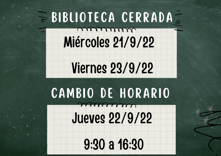 Comunicamos los días que la biblioteca permanecerá cerrada